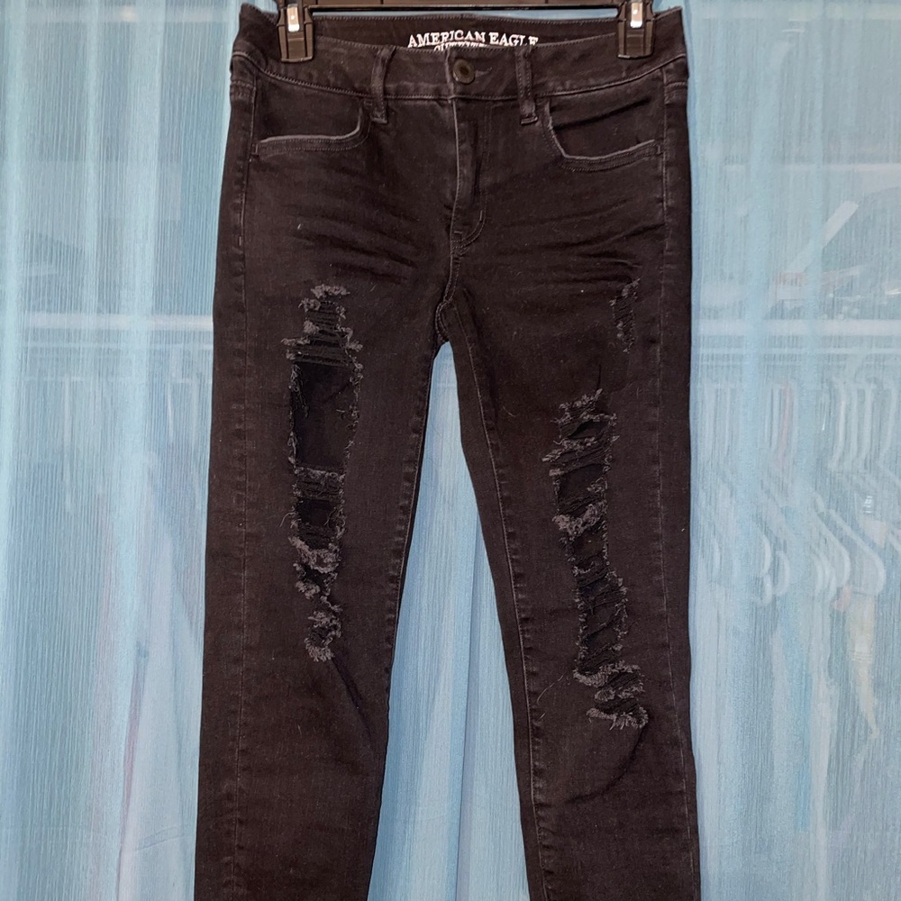 Black American Eagle Crop Jeggings